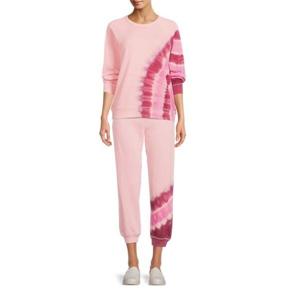 Time and Tru Pink Tie Dye Striped Basic Coordinating Joggers - Picture 4 of 5